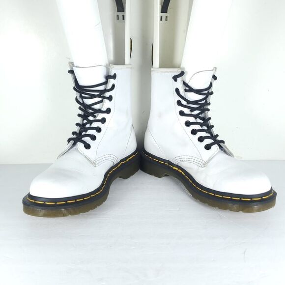 Dr. Martens Women's Pascal 1460 US6 White Leather Lace Up Ankle Combat Boots - Picture 5 of 15